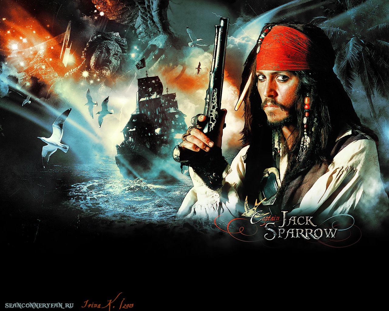   .    (Pirates of the Caribbean. The Curse of the Black Pearl).   (Johnny Depp)  Wallpaper
